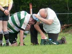 Treatment on the rugby pitch